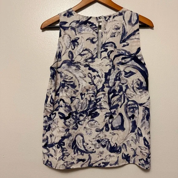 C&E Sleeveless Abstract Artsy Floral Blouse Top Women's Small Keyhole Career - Picture 3 of 10